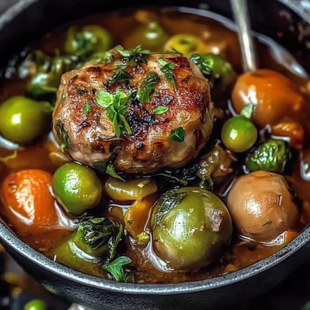 Rosenkohl-Eintopf mit Fleischbällchen