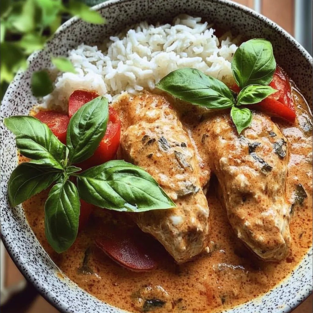 Tomatiges Hähnchen mit Reis