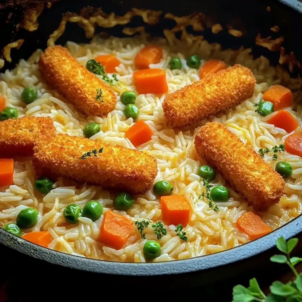 Fischauflauf mit Reis und Gemüse