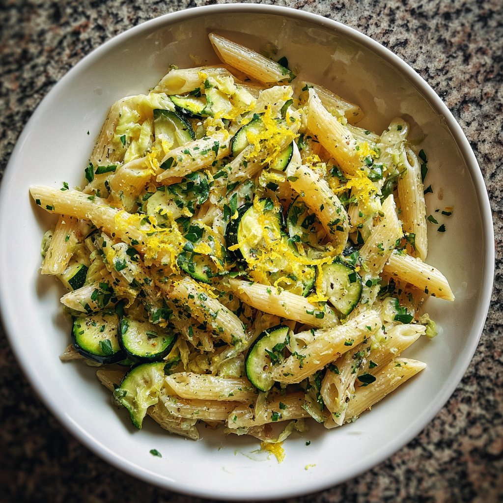 Penne mit Zucchini und Zitrone