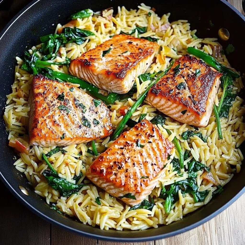 One Skillet Salmon mit Lemon Orzo