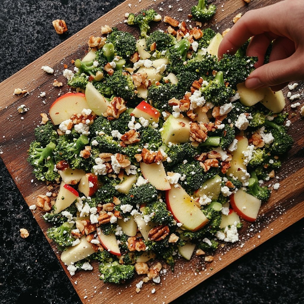 Brokkoli-Salat mit Äpfeln, Nüssen & Feta – Knackig & frisch