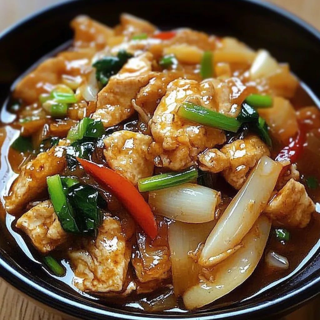 Chinesische Hähnchenpfanne mit Spitzkohl und Zwiebel