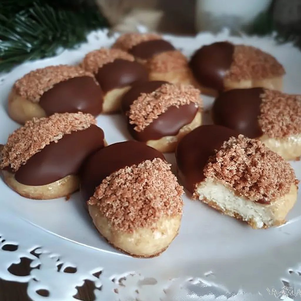 Weihnachtsplätzchen mit Schokolade und Kokosraspeln
