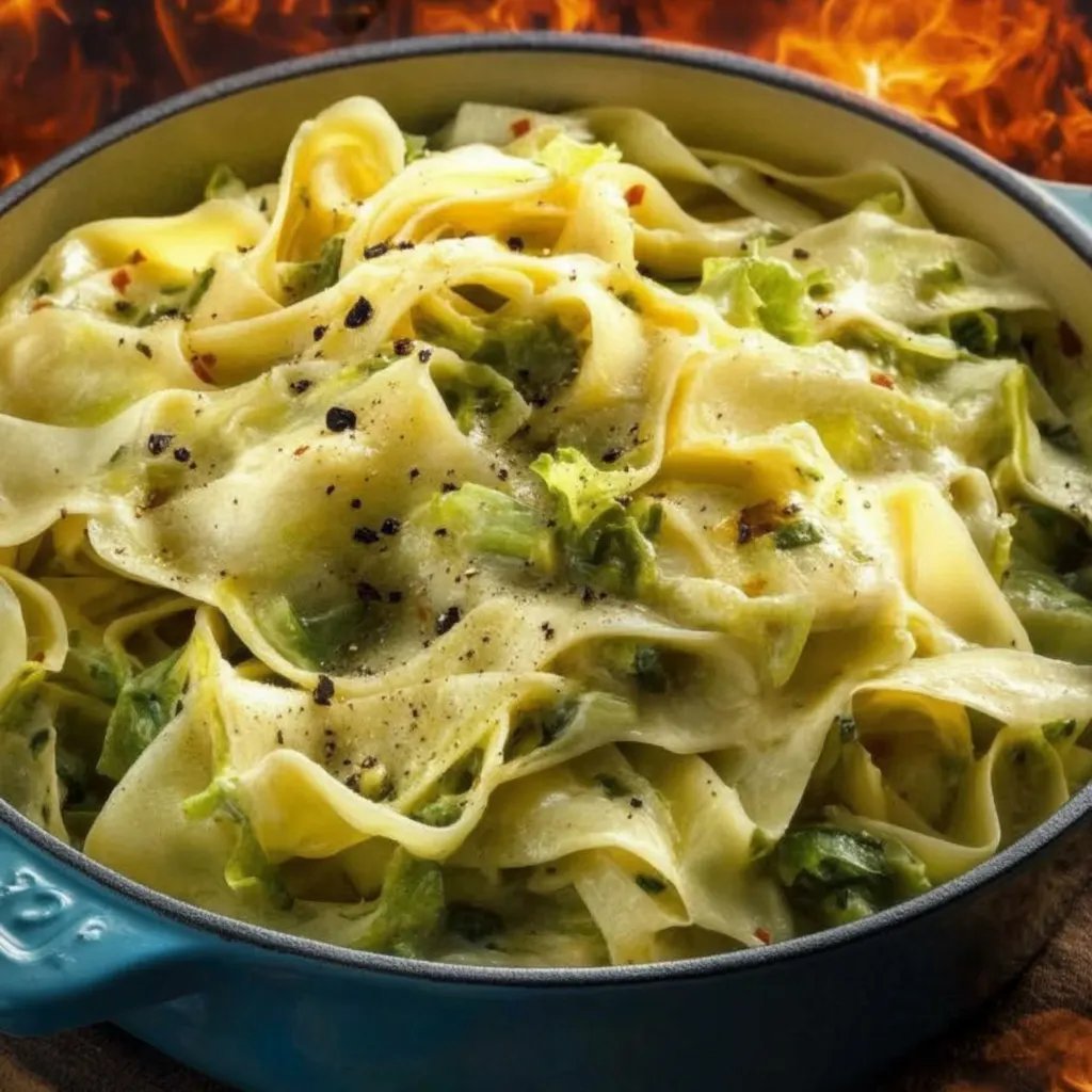 Bandnudeln mit Spitzkohl