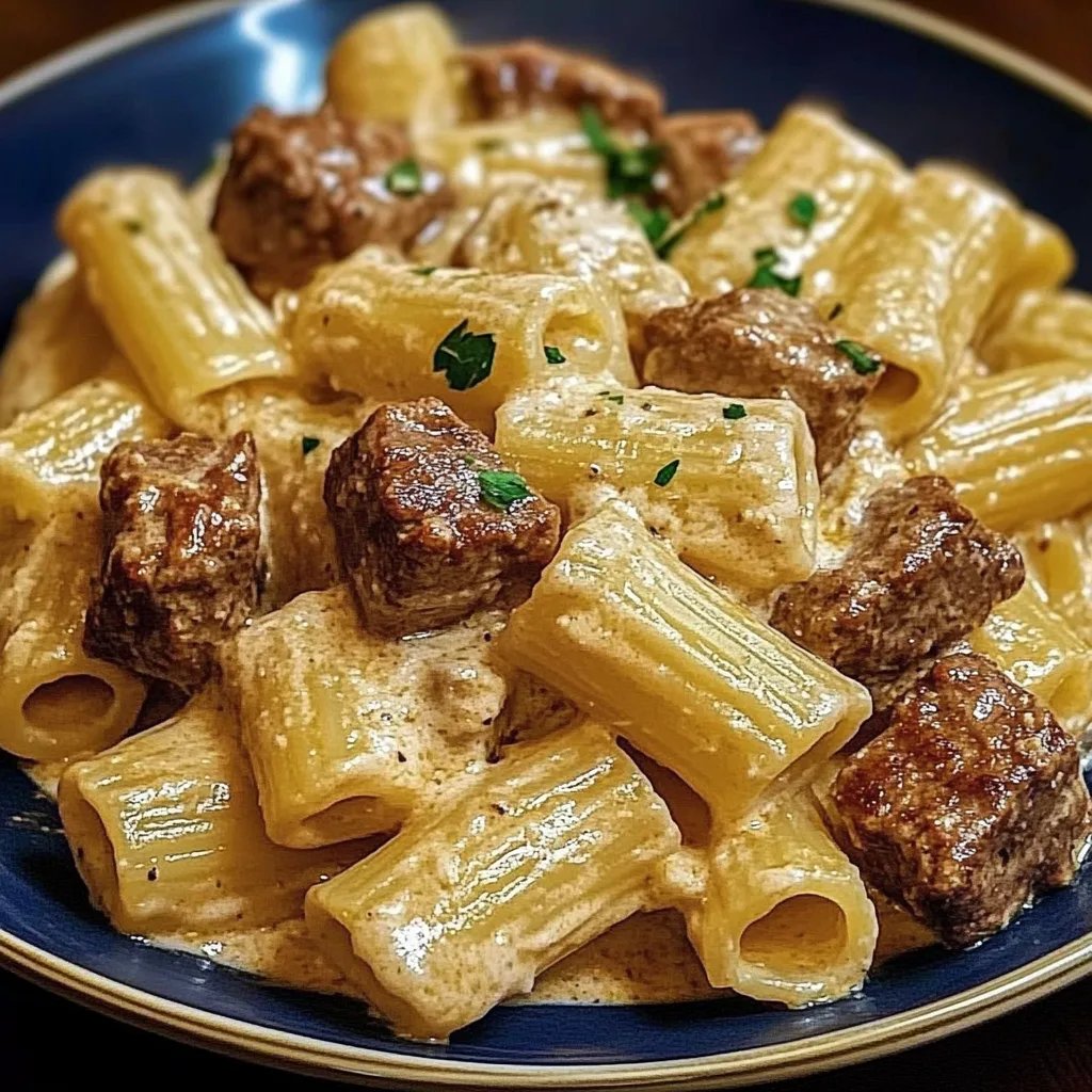 Cremiges Parmesan-Rindfleisch mit Rigatoni