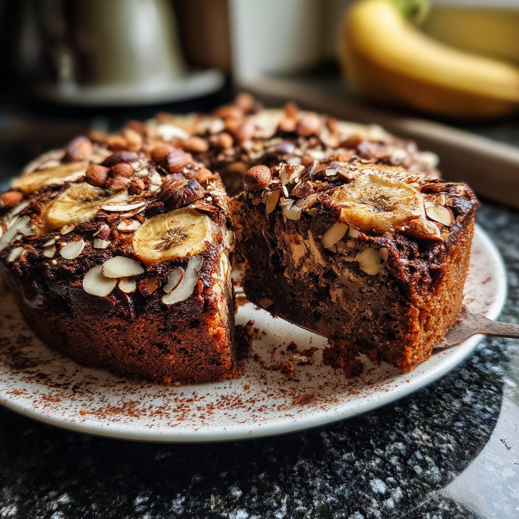 Bananenkuchen mit Mandeln und Kakao