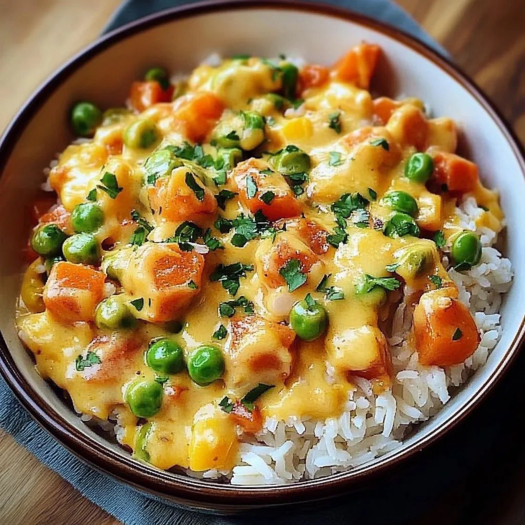 Reis mit Gemüse-Frischkäse-Sauce